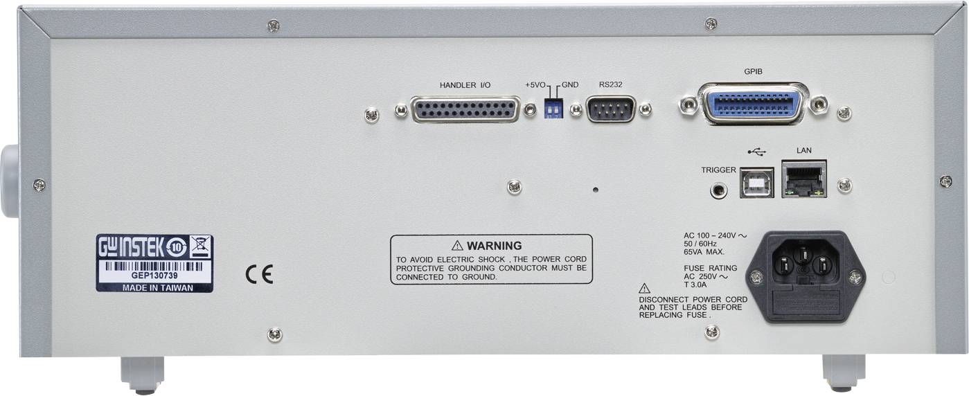 Back of an electronic device with various ports, including serial ports, USB ports, and power supply.