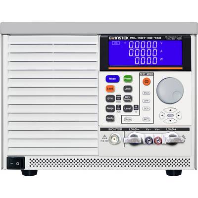 Electronic load with multi-coloured display and buttons for control and mode selection. Displays for voltage, current, and power.
