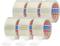 Six rolls of transparent adhesive tape, Tesa brand, with red inner label visible. Suitable for packaging and sealing.