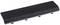 A black laptop battery, elongated in shape, with a flat top surface and visible connection contacts on the underside.