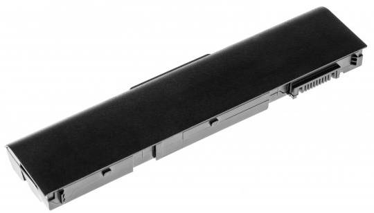 Black laptop battery in a rectangular shape.