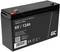 Black, sealed lead-acid battery, 6V, 12Ah, with specifications and symbols on the front.