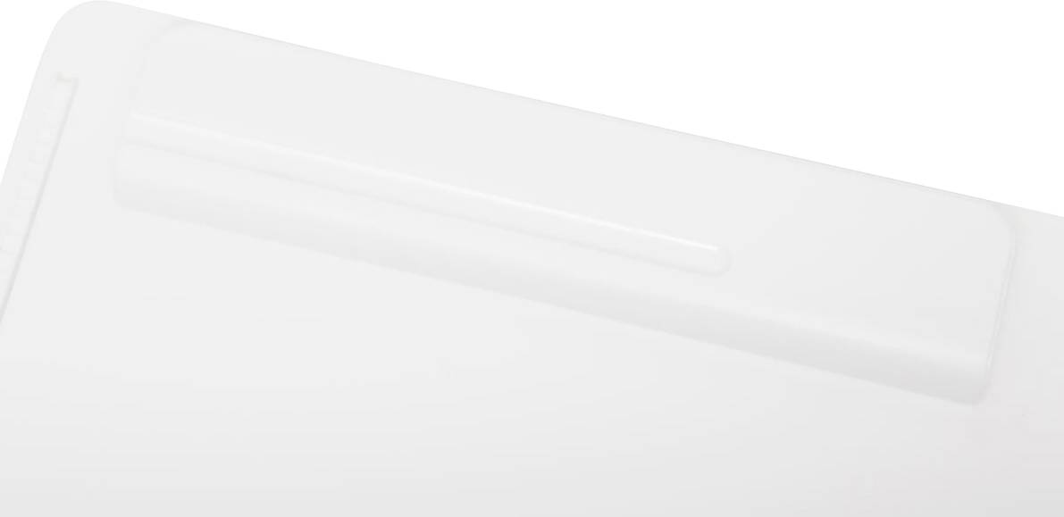 White surface with subtle elevations.