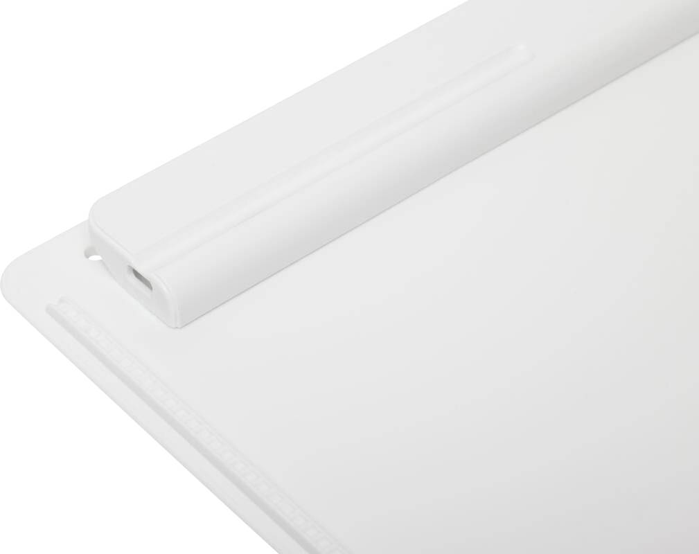 A white plastic board with rounded corners and a slightly raised edge. The surface appears smooth and matte.