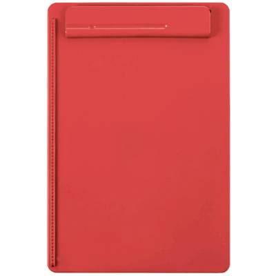 Red plastic clipboard with no visible markings or papers.