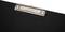 Black clipboard with a silver clip at the top, in close-up. Ideal for organising paper documents.
