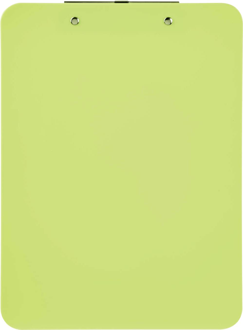 Green clipboard with no visible writing or objects on it, against a neutral background.