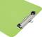 Green clipboard with a silver metal clip in the top right corner. Perfect for holding paper and documents.