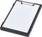 A black clipboard with an empty sheet of paper, ready for writing or taking notes.<br><br>Note: This translation is already very close to the original German text, using standard British English phrasing and vocabulary.