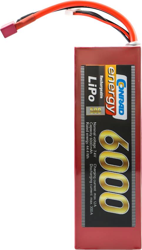 Conrad energy Scale model battery pack (LiPo) 7.4 V 6000 mAh No. of cells: 2 50 C Box hard case T connectors-0