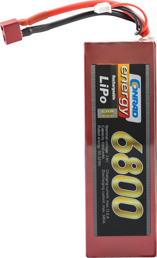 Conrad energy Scale model battery pack (LiPo) 7.4 V 6800 mAh No. of cells: 2 50 C Box hard case T connectors-0