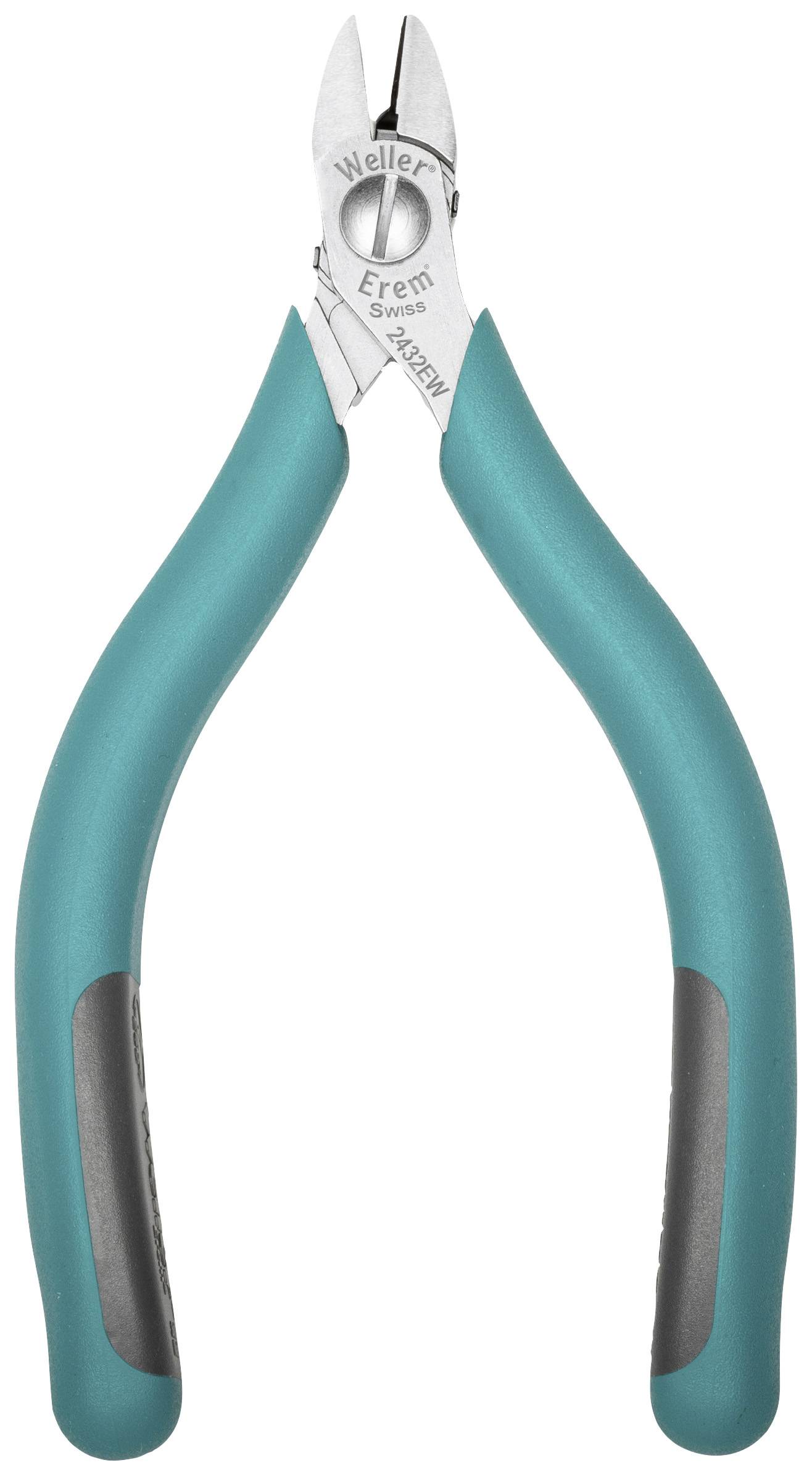 Green pliers with a black handle, suitable for cutting wires and fine materials, close-up of the tool.
