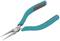 A pair of pointed pliers with blue handles, suitable for precise gripping and bending of wires or small objects.