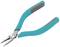 A blue pair of pliers with grey handles, lying flat on a surface. Suitable for precise craftwork.