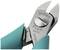 Close-up of a metal cutter with a green handle, with the brand name 'Weller' visible on the metal surface.