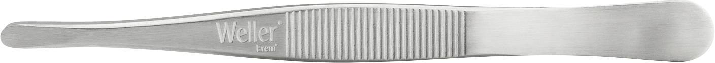 A silver tweezers with a ribbed surface and the imprint 'Weller'.