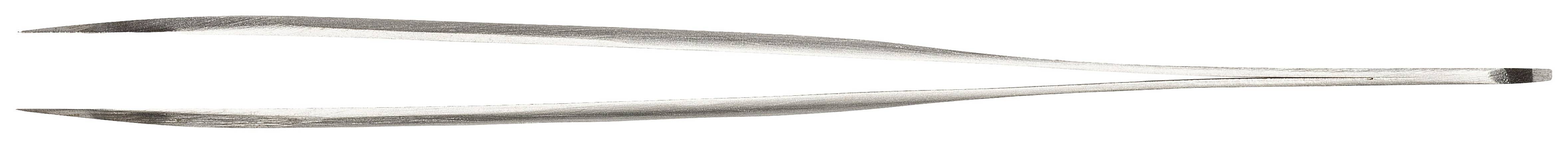 A metal pair of tweezers typically used for precise manual work or medical procedures.