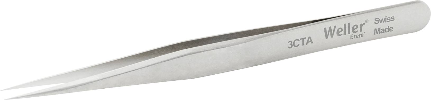 Silver precision tweezers with the inscription 'Weller Erem Swiss Made 3CTA', suitable for delicate work.