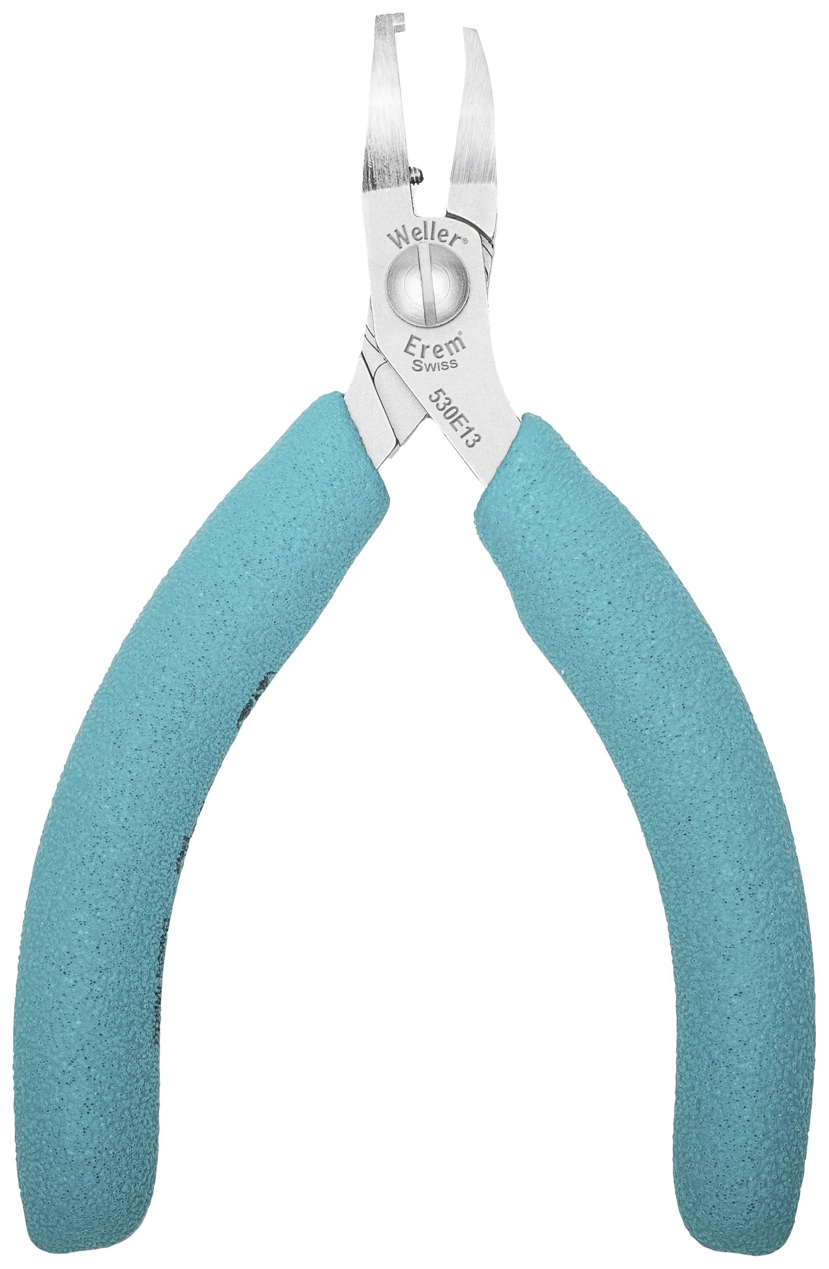 A blue-green side cutter with metallic blades, suitable for precise cutting in electronics and craft work.