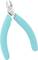 A pair of pliers with turquoise handles, suitable for cutting fine wires in electronic applications.
