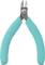 A green pair of pliers with ergonomic handles, suitable for cutting wires or fine materials.
