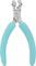 Pliers with turquoise handles and silver cutting edge. Marking: 'Weller Erem Swiss'.
