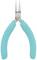 A pair of needle-nose pliers with turquoise handles and silver metal tips, suitable for precise work such as bending and cutting.