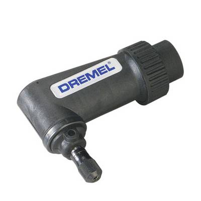 A Dremel angle attachment with a black housing to facilitate working on hard-to-reach areas.