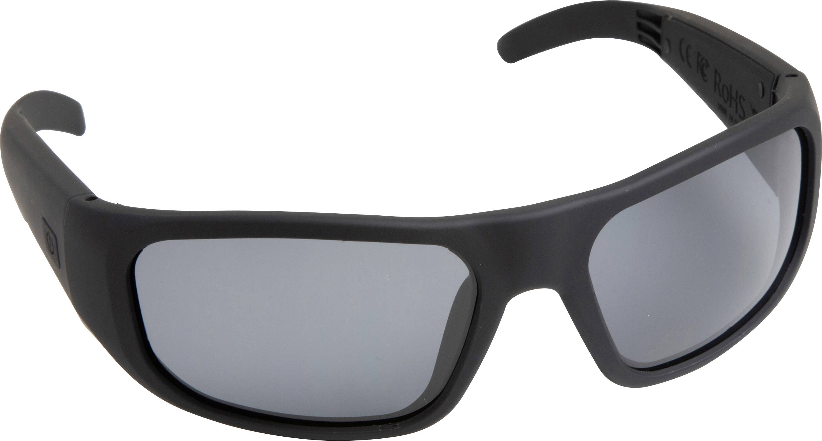 Black sunglasses with wide arms and grey lenses, suitable for sun protection and stylish outdoor use.