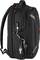 Black rucksack with multiple compartments and a red accent. Laptop compartment, side pocket with key clip and USB port visible.