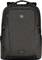 A black rucksack with zips and a small, square logo on the front.