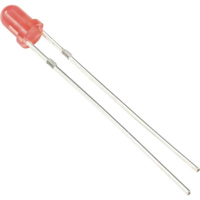Red LED diode with two metal legs, commonly used in electronic circuits for light indication.
