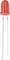 Red LED diode with two metal terminals, vertically positioned against a white background.