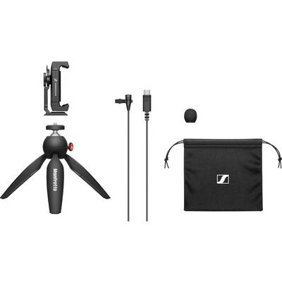 Clip Mobile phone microphone Sennheiser XS Lav USB-C Mobile Kit Transfer type (details):Corded incl. stand-0