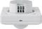 A white motion sensor with a square mounting bracket, suitable for ceiling installation in indoor spaces, shows connection terminals and infrared lens.