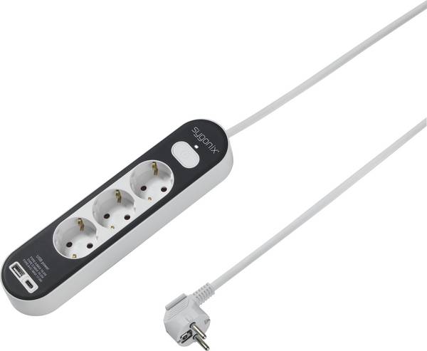 Sygonix SY-4755366 Power strip (+ switch) White, Grey PG connector 1 pc(s)