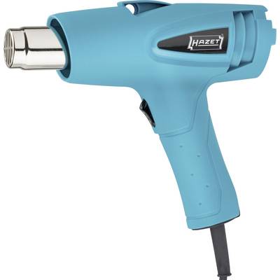 A blue hot air blower with a metal nozzle and black power cable. The device has the 'Hazet' logo on its side.