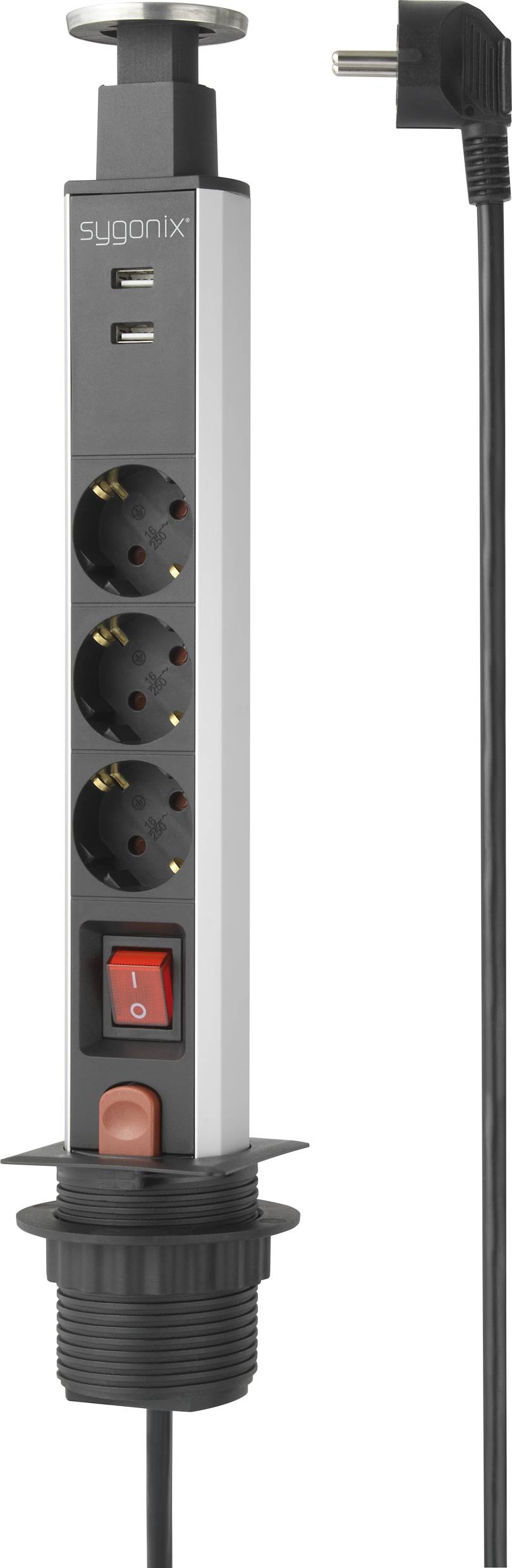 Image of Sygonix SY-4755590 Built-in power strip Black, Silver PG connector 1 pc(s)