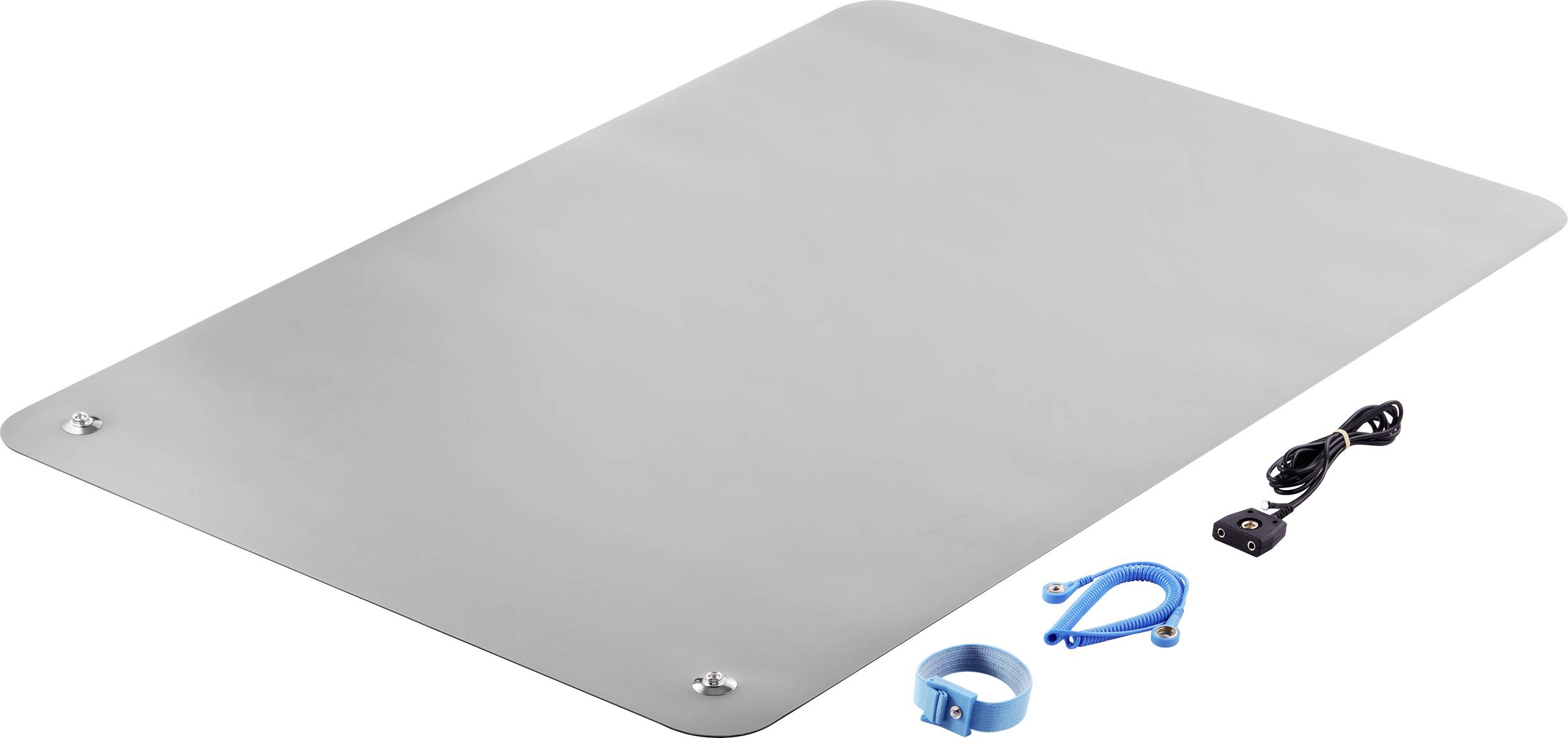 TRU COMPONENTS ESD bench mat set Grey (L x W x H) 900 x 610 x 2 mm incl. PG cable, incl. PG strap, incl. cable