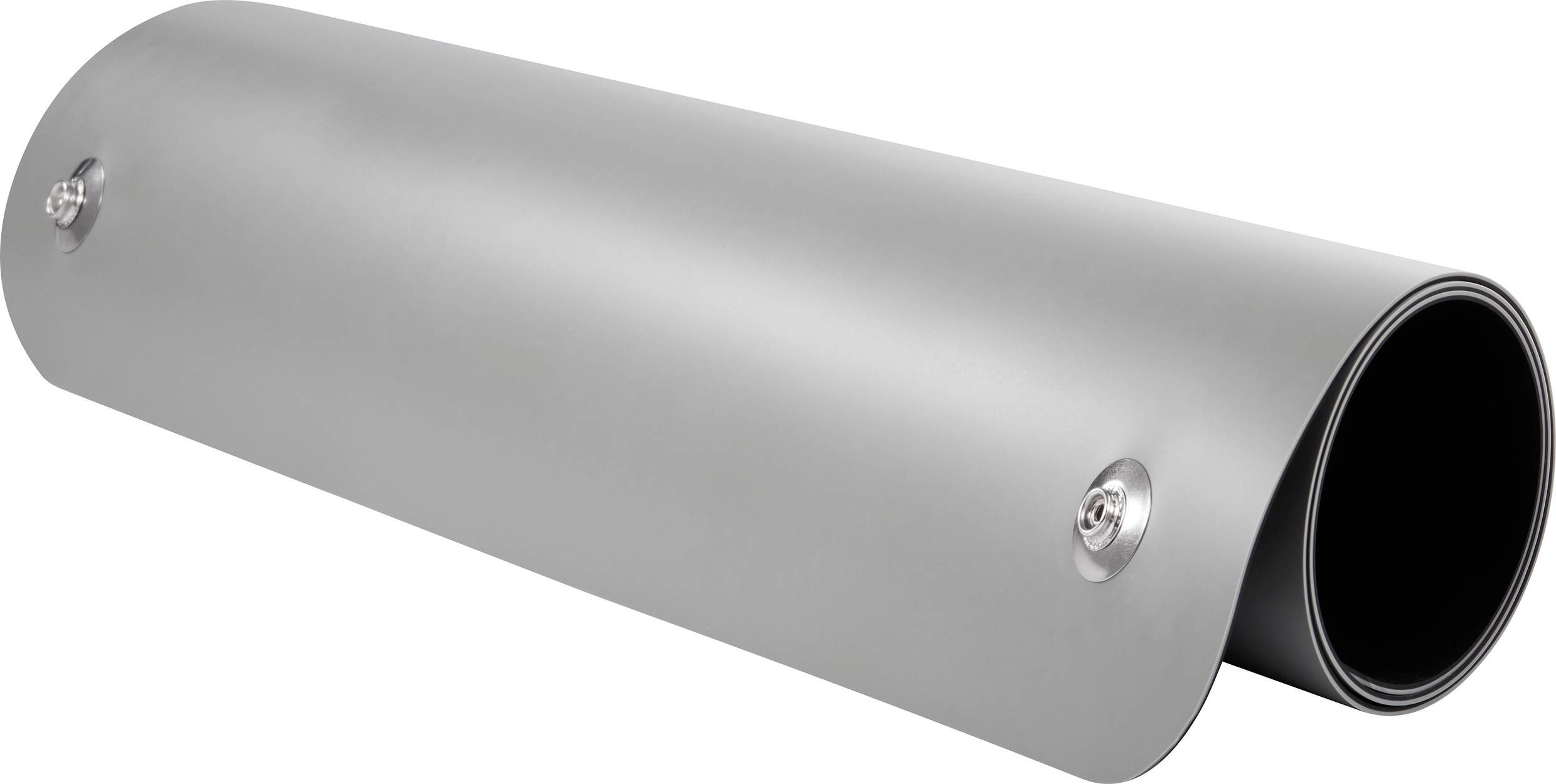 A silver, cylindrical metal rail, partially rolled, with two mounting screws. Suitable for insulation or protective cladding.