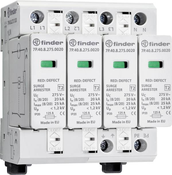 Finder 7P.45.8.275.1020 7P.45.8.275.1020 Surge arrester Surge protection for: Switchboards 1 pc(s)