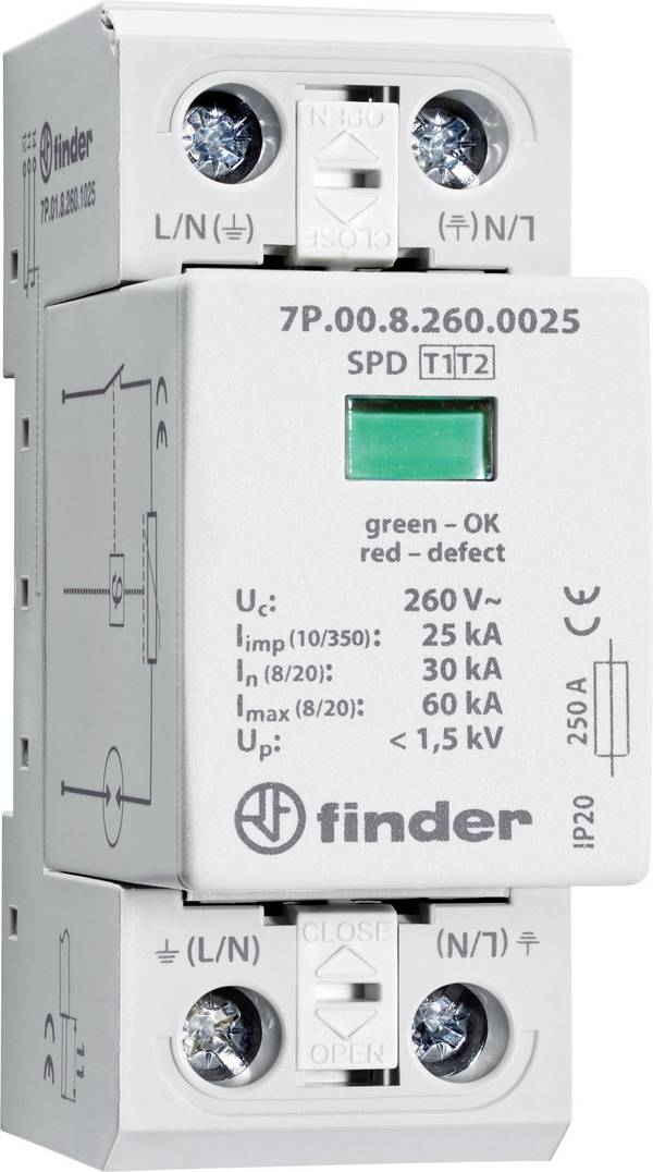 Finder 7P.01.8.260.1025 7P.01.8.260.1025 Surge arrester Surge protection for: Switchboards 1 pc(s)