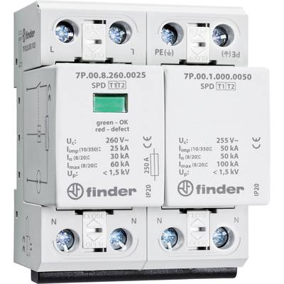 Image of Finder 7P.02.8.260.1025 7P.02.8.260.1025 Surge arrester Surge protection for: Switchboards 1 pc(s)