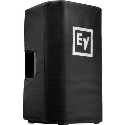 Black speaker protective cover with 'EV' logo, side carrying handle, and padded surface. Suitable for transport and protection.
