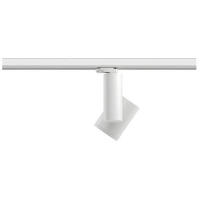Ceiling spotlights in a modern design, mounted on a track, enable flexible lighting in interior spaces.