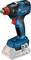Bosch cordless drill. It is cordless, featuring a blue and black design with a red switch and grey battery compartment. Suitable for professional applications.