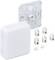 A white electric junction box with a removable cover, compatible terminals, and mounting components.