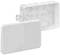 Rectangular, white plastic junction box with a removable lid, suitable for electrical wiring and wall mounting.
