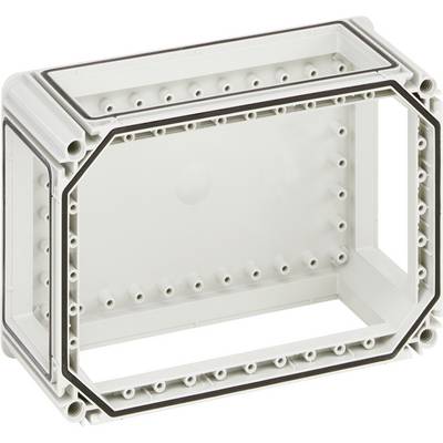 Rectangular, grey plastic frame with rounded corners and numerous mounting holes along the edge.