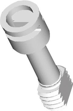 A 3D illustration of a screw with a cylindrical head and thread.